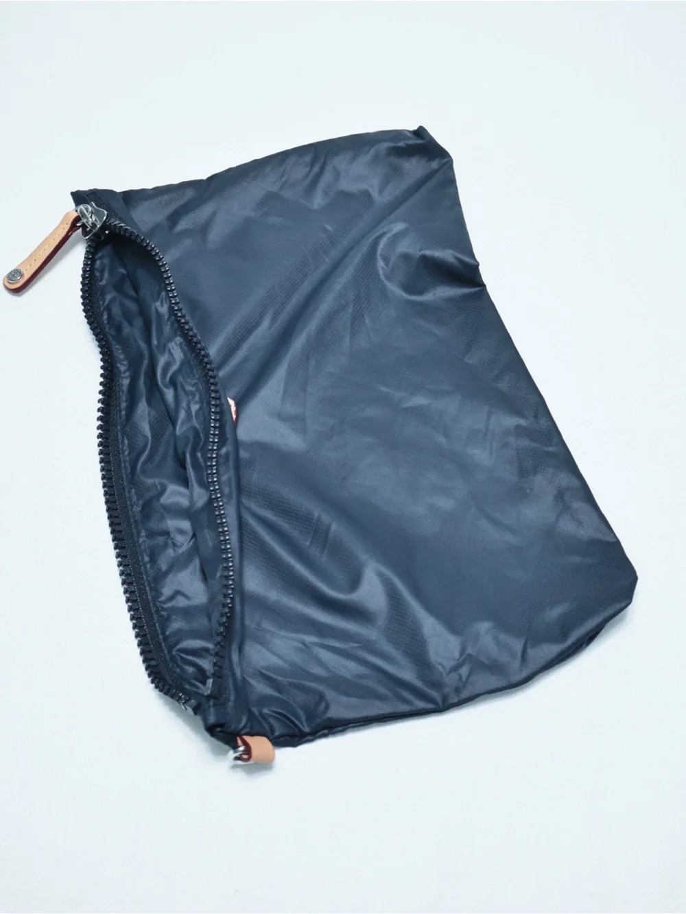MZ Wallace Navy Blue Nylon Cosmetic Pouch with Tan Leather Accent